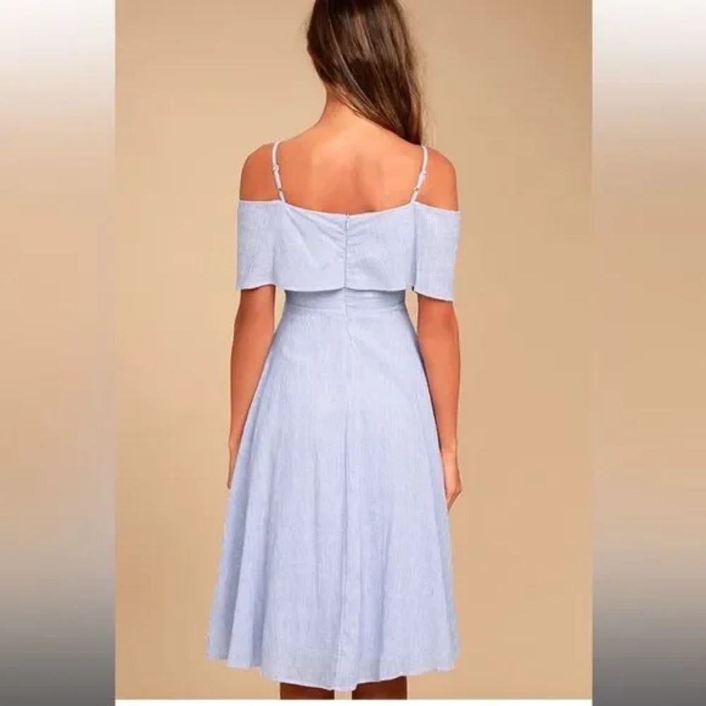 Lulu's Light Blue Off-Shoulder Dress - Picture 2 of 5
